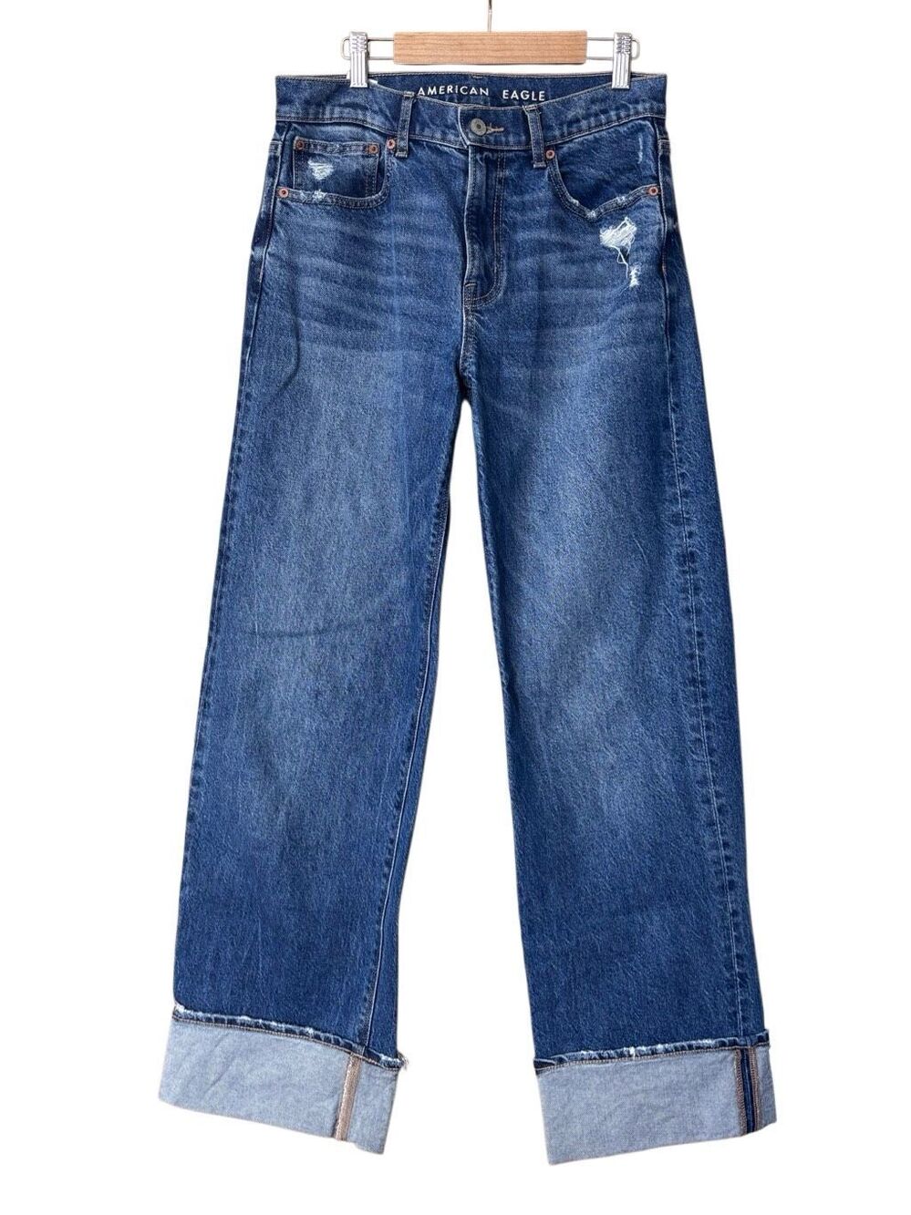 American eagle stovepipe rolled hem jeans 2 short
